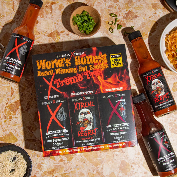WORLDS HOTTEST XTREME TRIO HOT SAUCE VARIETY PACK Hot Sauce Elijah's Xtreme
