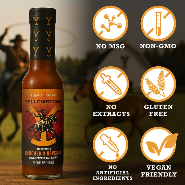 Yellowstone Hot Sauce Variety Pack 4 Bottles Hot Sauce Elijah's Xtreme