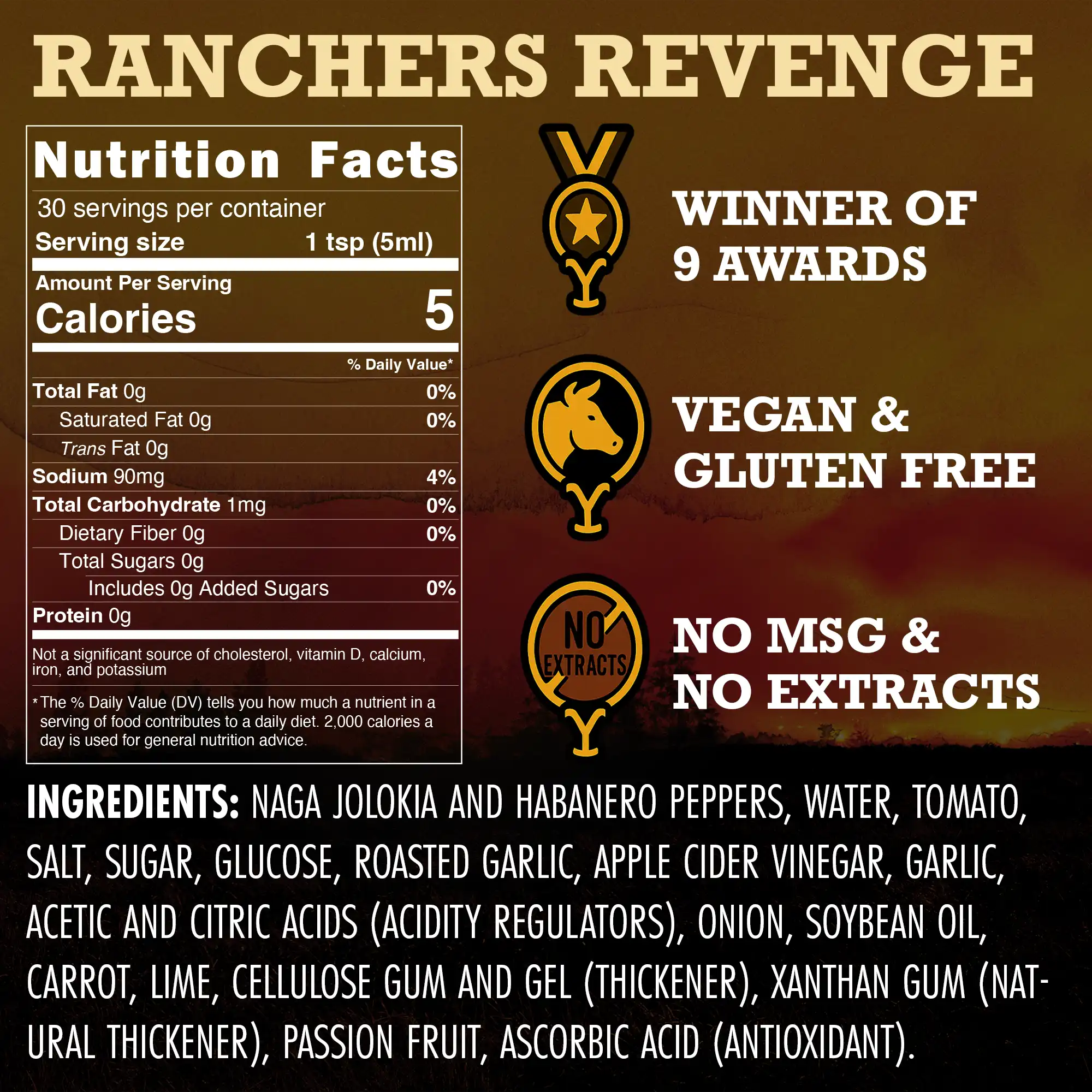 Ranchers Revenge (Ghost Pepper) Hot Sauce Elijah's Xtreme