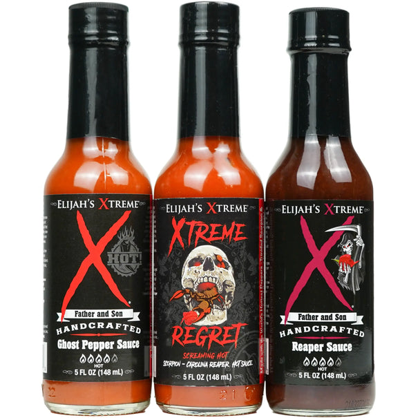 WORLDS HOTTEST XTREME TRIO HOT SAUCE VARIETY PACK Hot Sauce Elijah's Xtreme