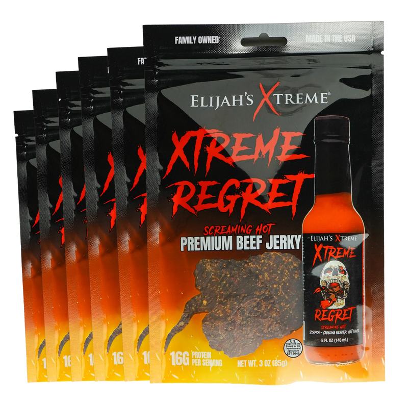 Xtreme Regret Spicy Beef Jerky - 6 bags (1lb) Beef Jerky Elijah's Xtreme