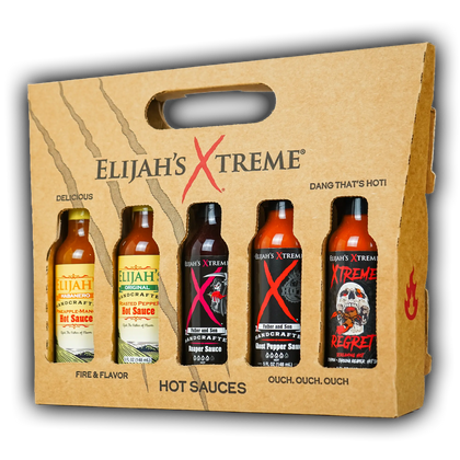 HOT SAUCE WHOLESALE 🌶️ Elijah's Xtreme 5-Bottle Hot Sauce Gift Set (5pk)