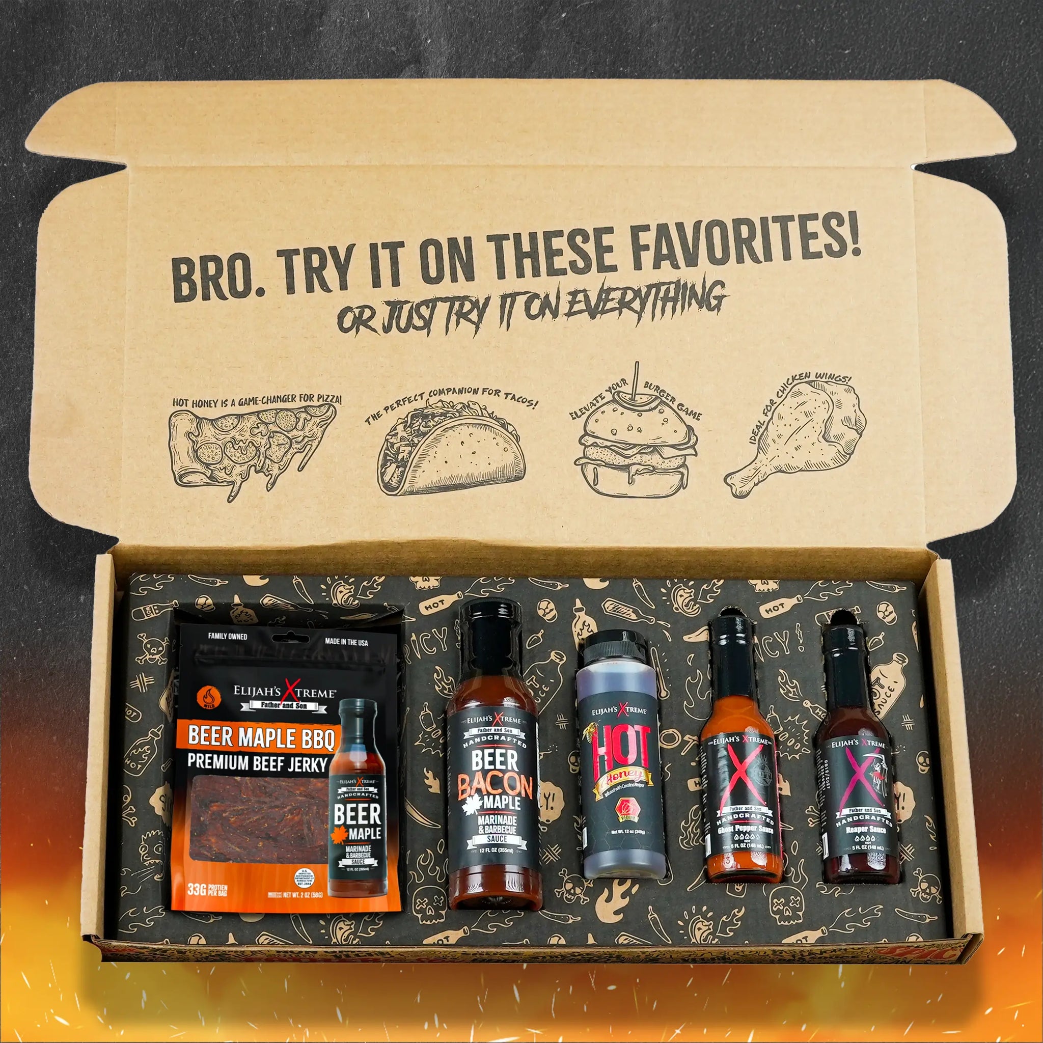 BBQ Bro Box Ultimate Hot Sauce Gift Set Gift Box Elijah's Xtreme