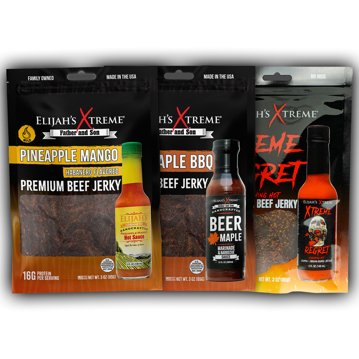 Beef Jerky Trio Pack Beef Jerky Elijah's Xtreme