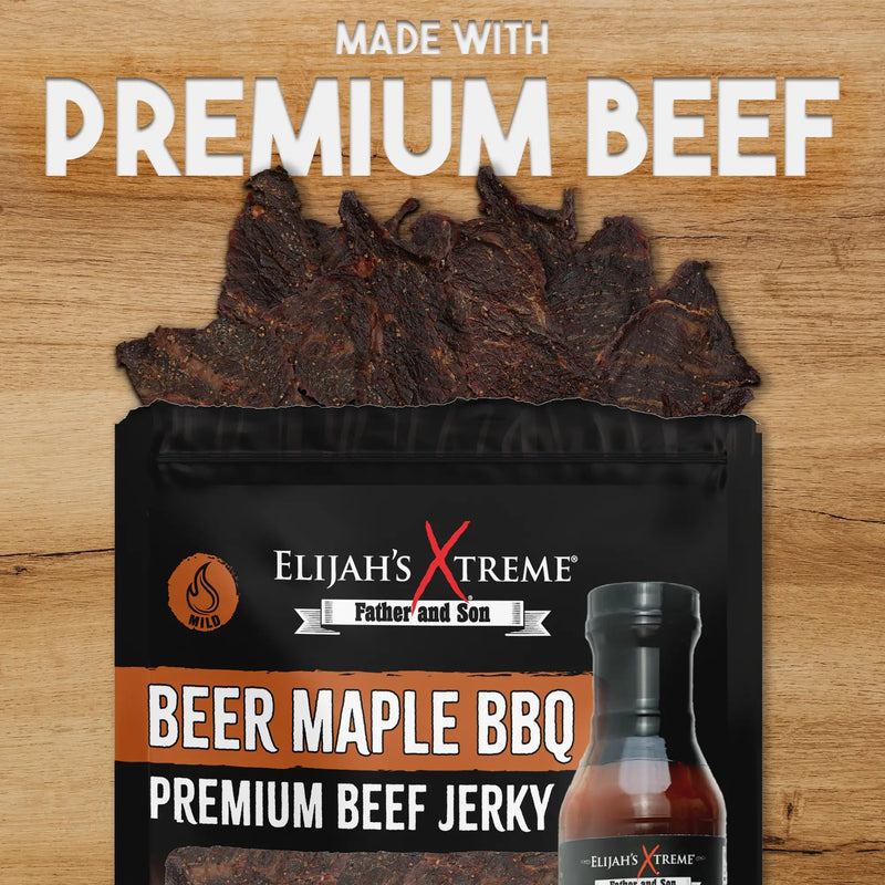 Beer Maple BBQ Beef Jerky - 6 bags (1lb) Beef Jerky Elijah's Xtreme