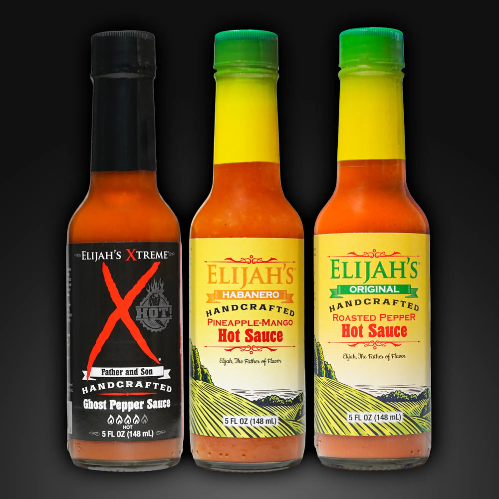 Mild & Hot Trio Hot Sauce Set Gift Box Elijah's Xtreme