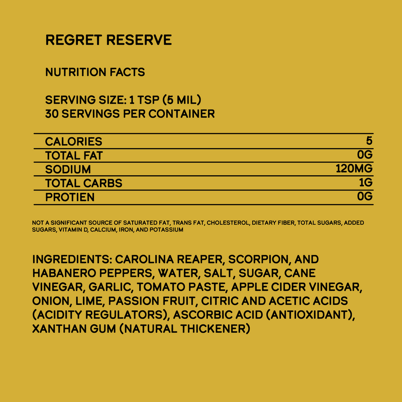 Regret Reserve Hot Sauce (12 pk Case) Hot Sauce Elijah's Xtreme