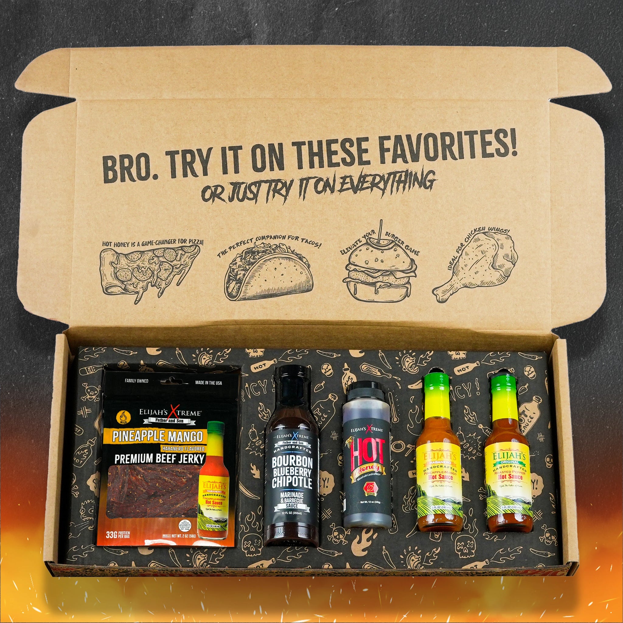 Sweet Heat Bro Box Ultimate Hot Sauce Gift Set Gift Box Elijah's Xtreme