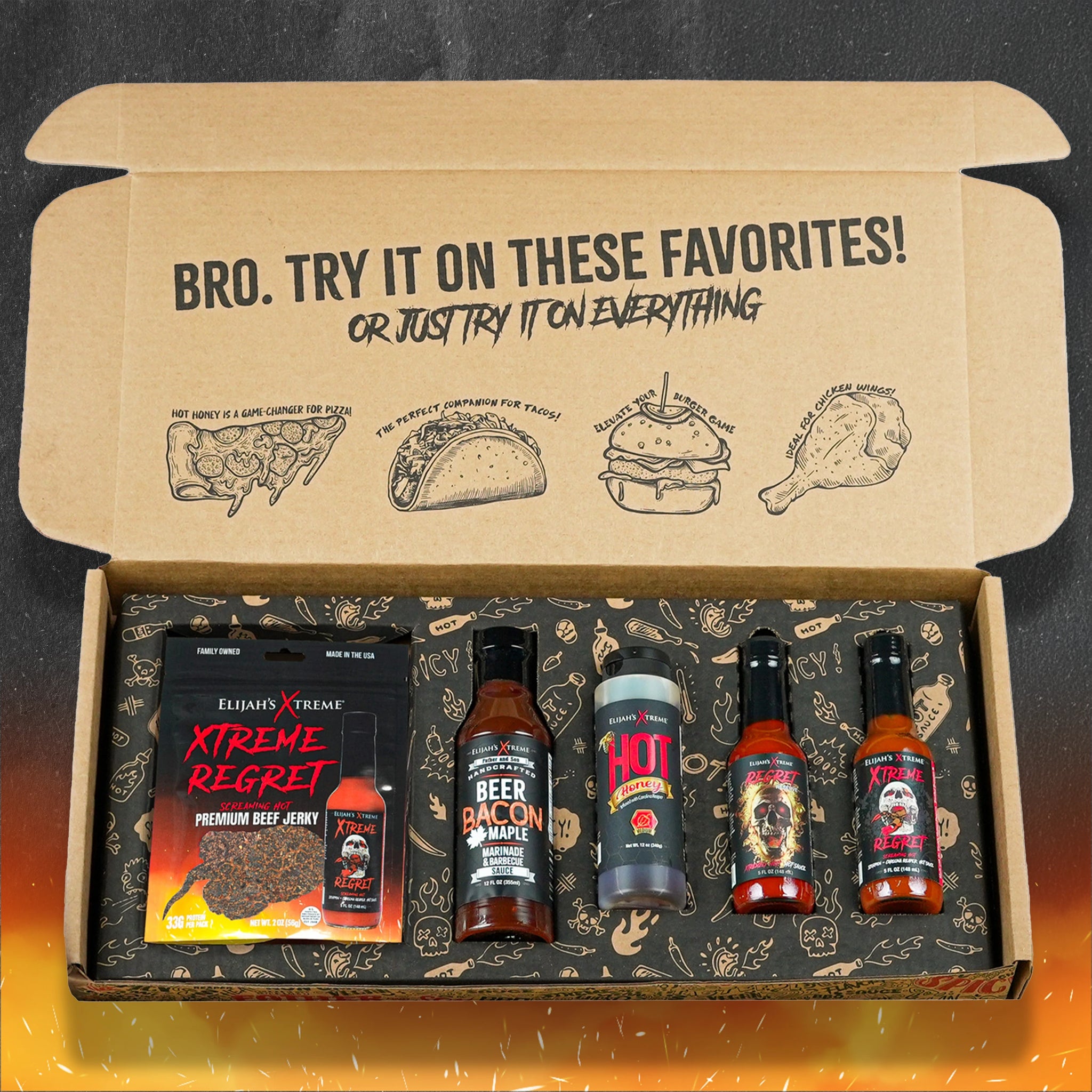 Xtreme Spicy Bro Box Ultimate Hot Sauce Gift Set Gift Box Elijah's Xtreme
