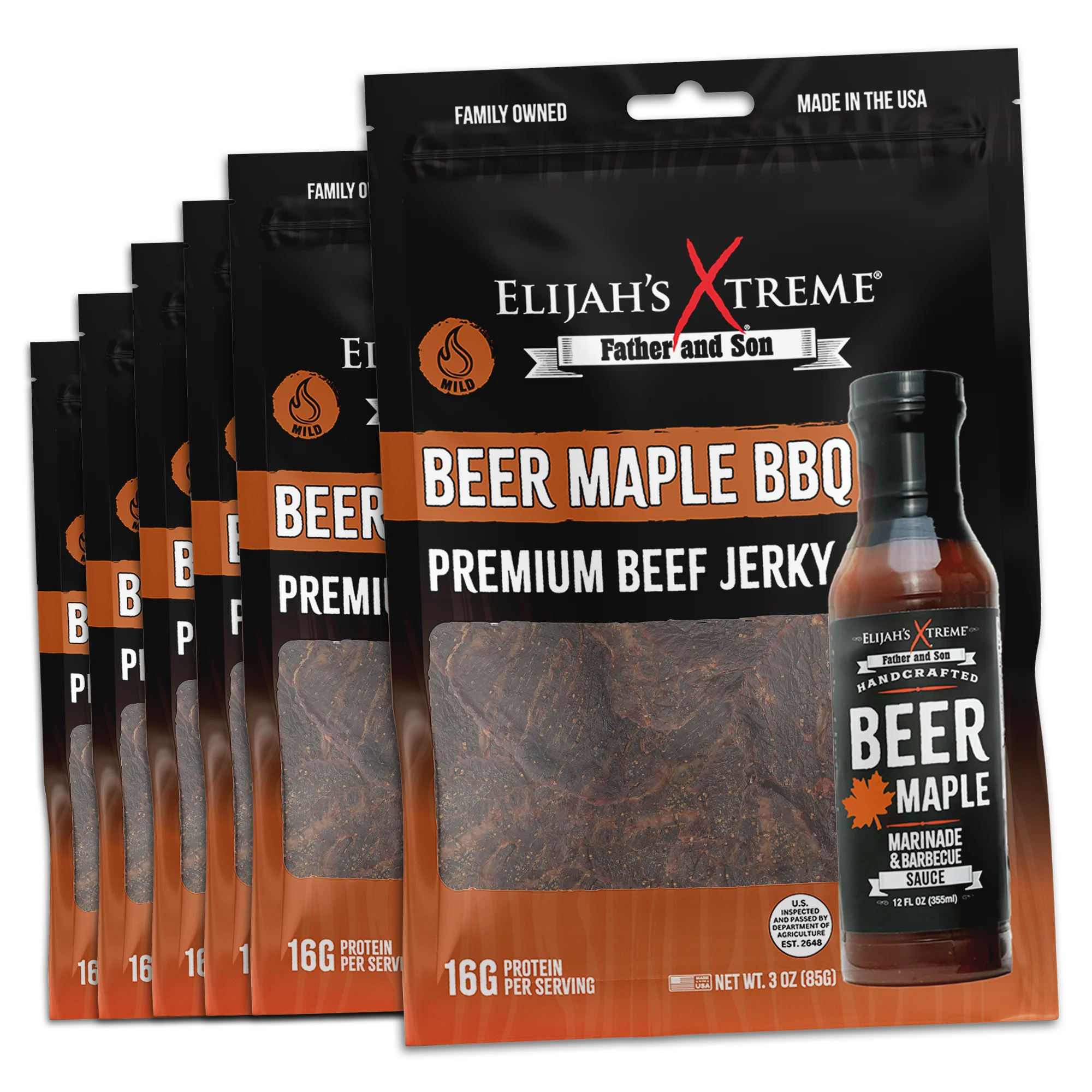 Beer Maple BBQ Beef Jerky - 6 bags (1lb)