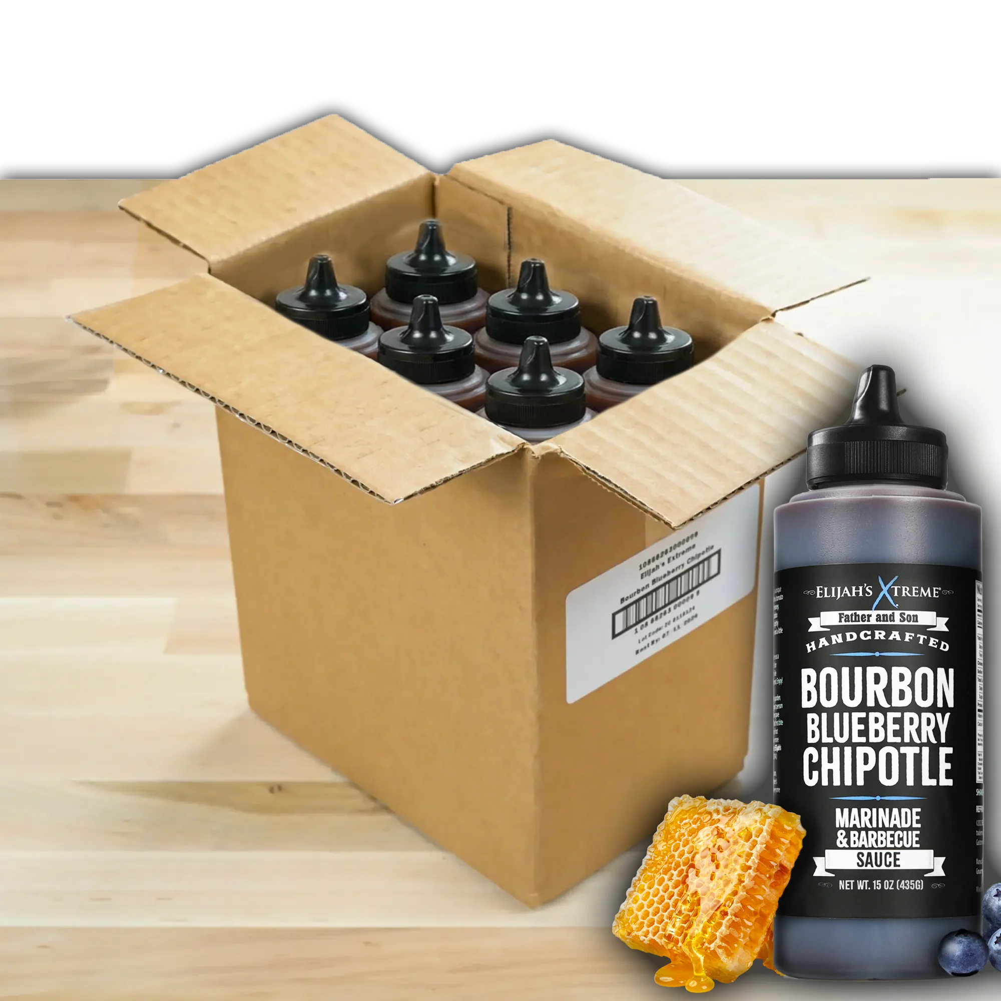 Bourbon Blueberry Chipotle BBQ Sauce (6 pk Case) Elijah's Xtreme