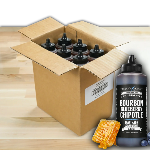 Bourbon Blueberry Chipotle BBQ Sauce (6 pk Case) Elijah's Xtreme