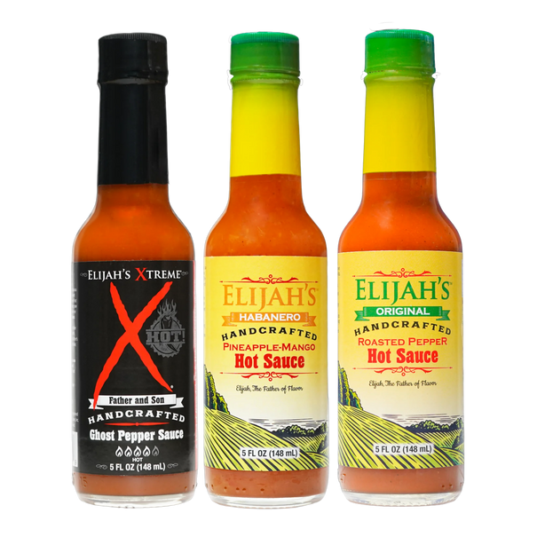 Mild & Hot Trio Hot Sauce Set Gift Box Elijah's Xtreme