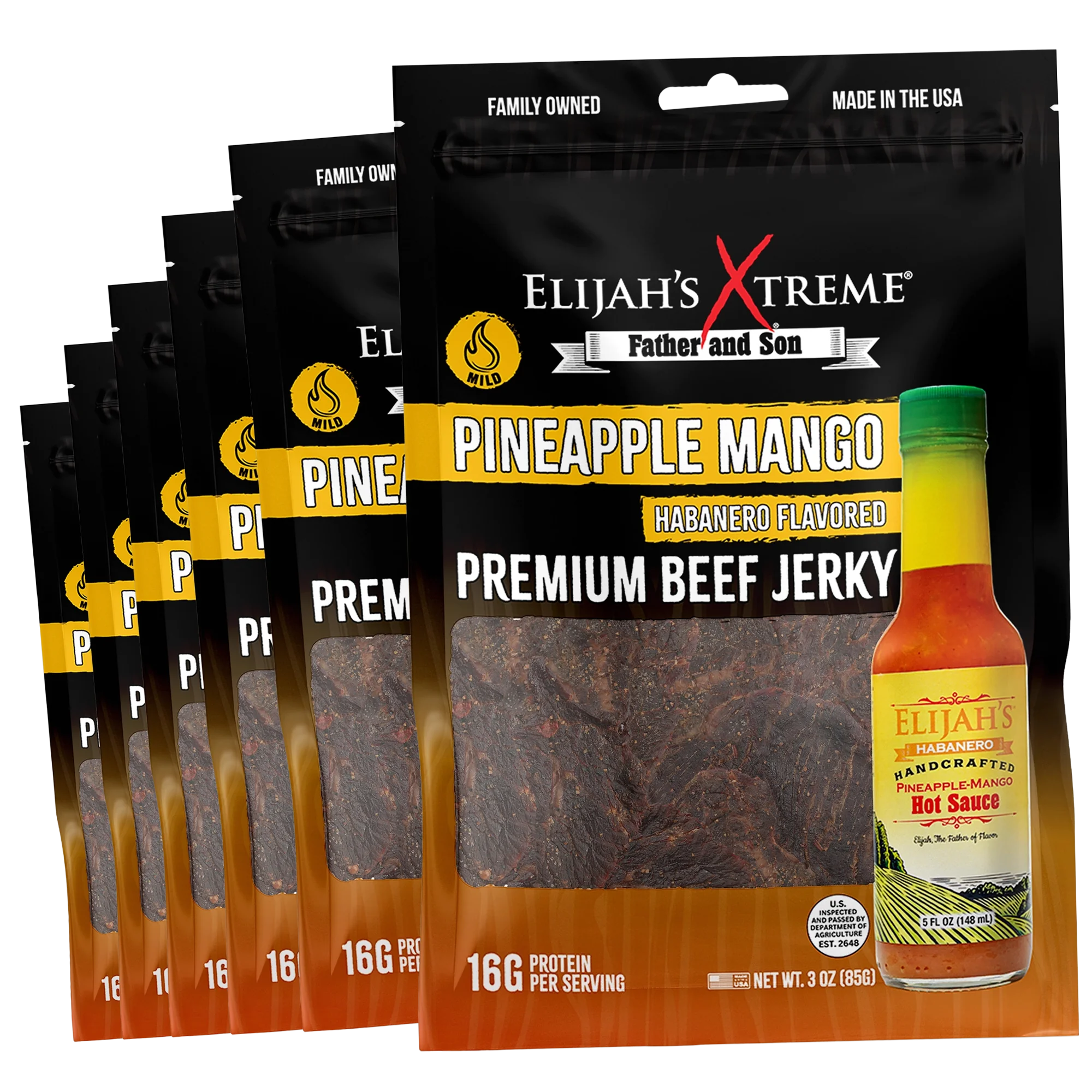 Pineapple-Mango Habanero Beef Jerky - 6 bags (1lb)