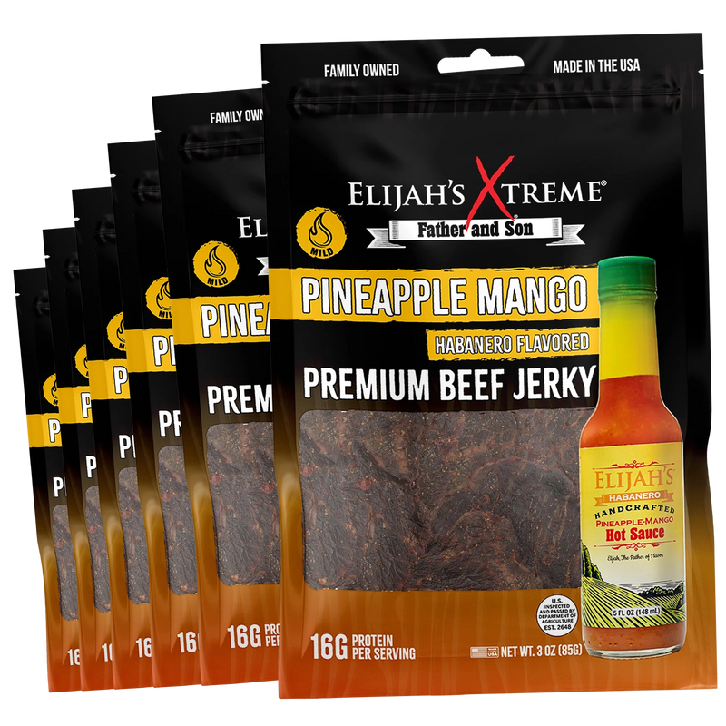 Pineapple-Mango Habanero Beef Jerky - 6 bags (1lb) Beef Jerky Elijah's Xtreme