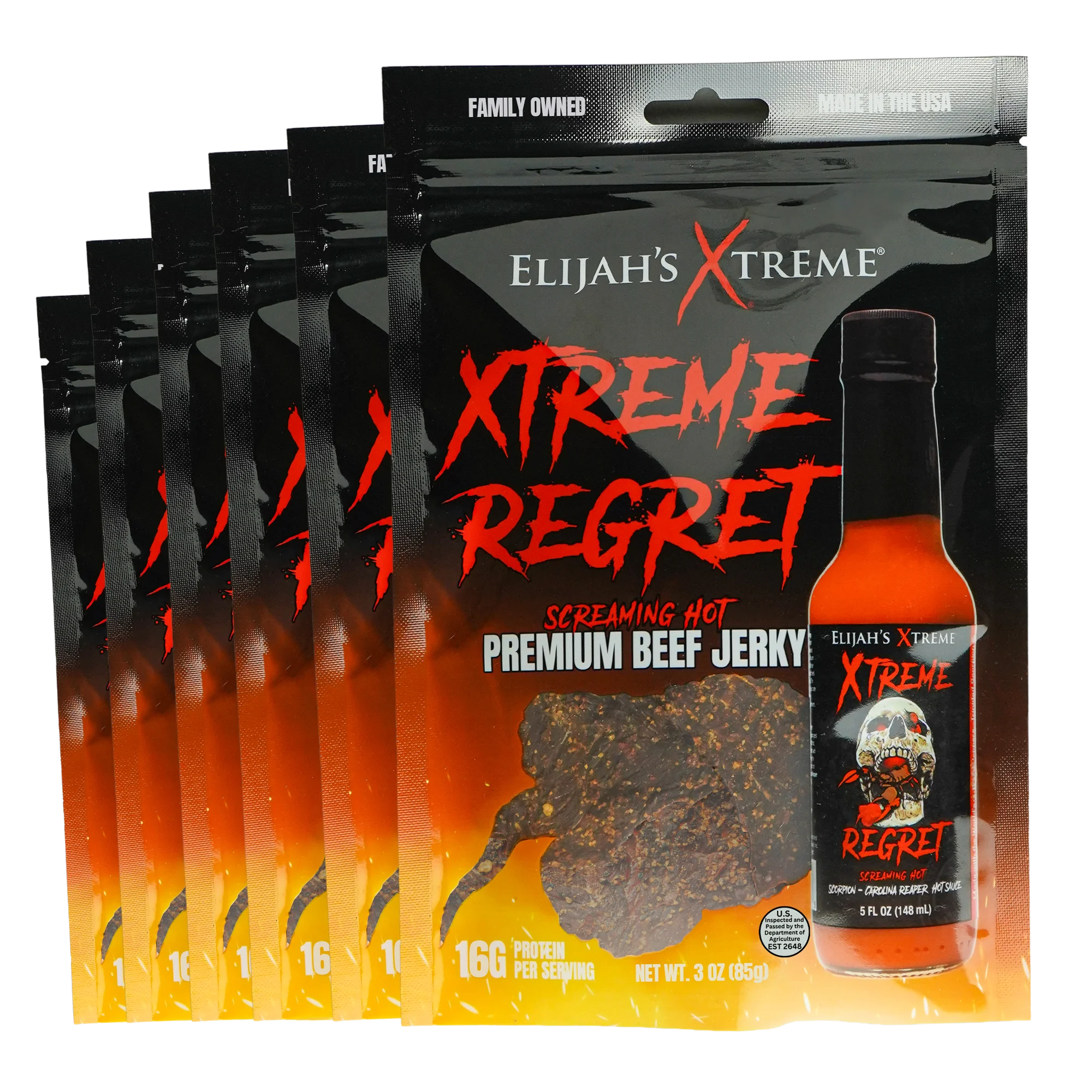 Xtreme Regret Spicy Beef Jerky - 6 bags (1lb)