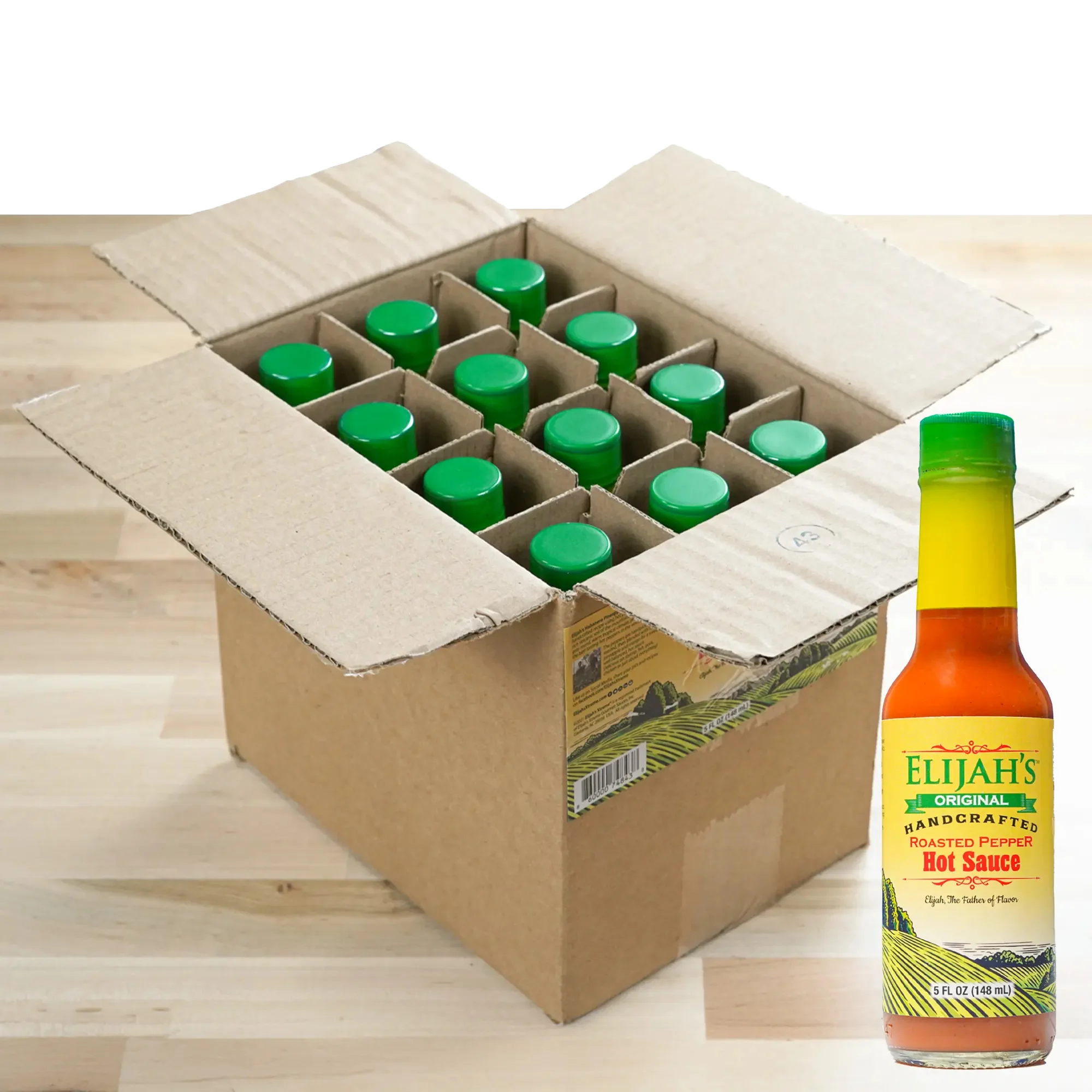 Roasted Cayenne & Jalapeño Pepper Sauce (12 pk Case) Hot Sauce Elijah's Xtreme