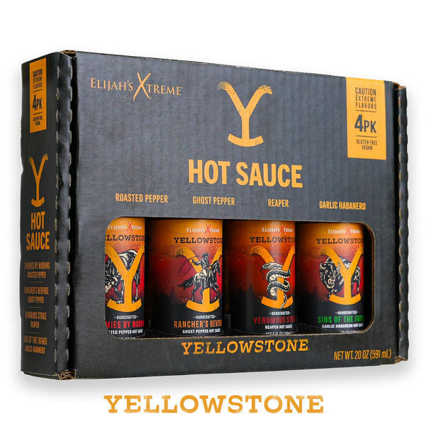 Yellowstone Hot Sauce Variety Pack 4 Bottles Hot Sauce Elijah's Xtreme