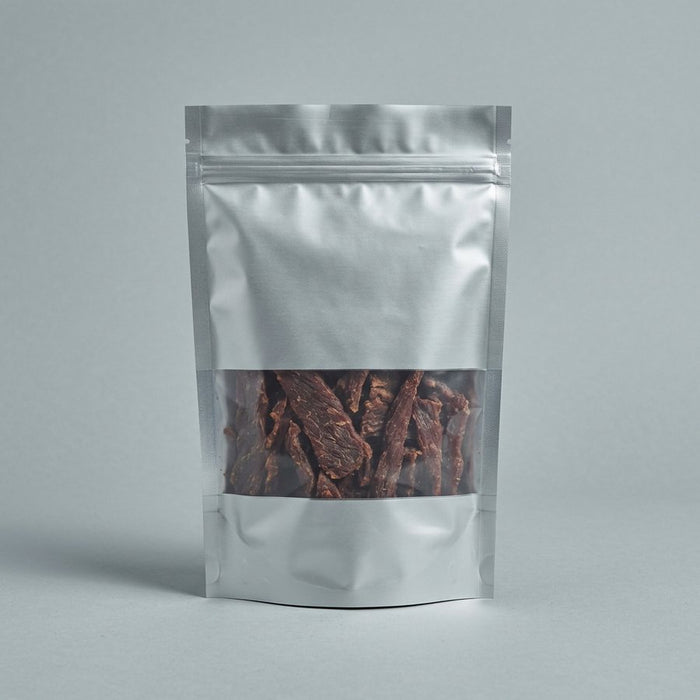 A plain unbranded bag of beef jerky
