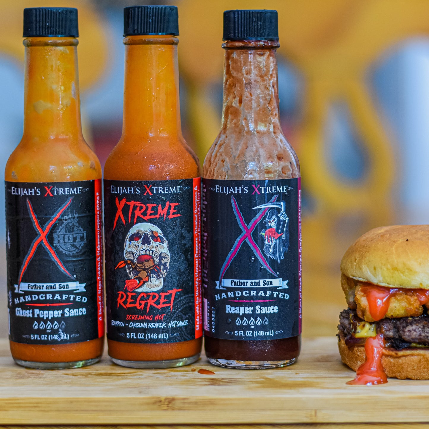 HOT SAUCE, HOTTEST HOT SAUCE, ELIJAH'S XTREME, XTREME, HOT ONES, SAUCE, TRUFF, SPICY SAUCE, SPICY RECIPES, BEST HOT SAUCE, CAROLINA REAPER, TRINIDAD SCORPION, GHOST PEPPER, PEPPERS, HOT PEPPERS, PEPPER SAUCE, BURGER, HOTTEST BURGER